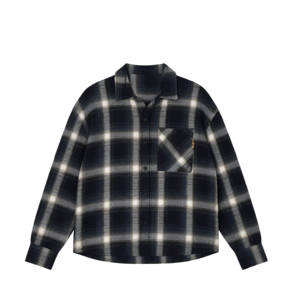 Scotch & Soda 100% Cotton Flannel Shirt Size L Dark Blue White Plaid